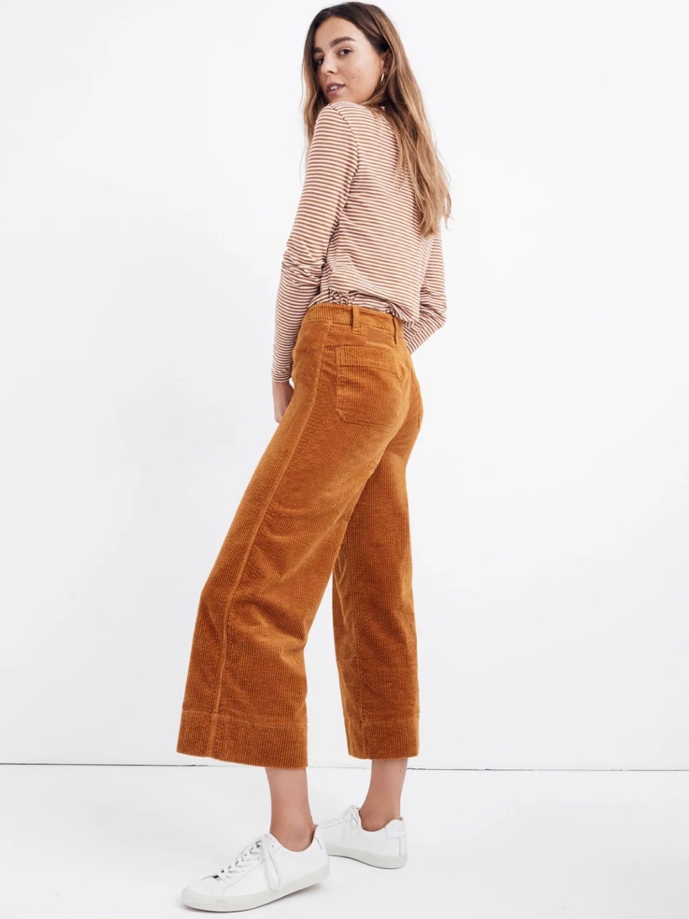 MADEWELL Slim Emmett Wide-Leg Crop Corduroy Pants Size 28 - Picture 10 of 15